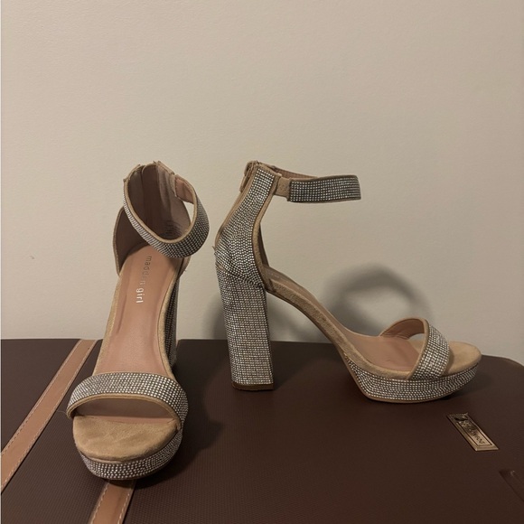 Madden Girl “Siren” Silver Rhinestone Block Heel Sandals - Picture 6 of 6